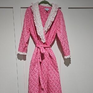 Vintage Pink Quilted Lazy Life Women's Robe SIZE LG